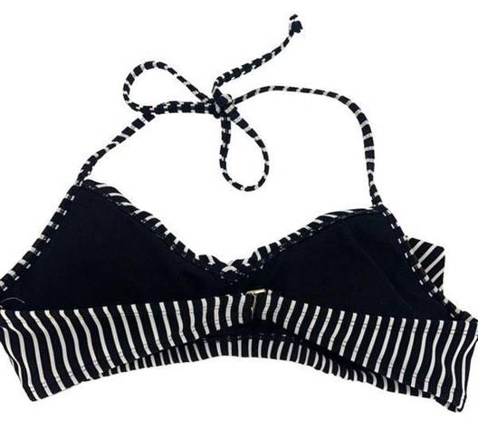 Apt. 9  Womens Striped Flounce Ruffle Halter Bikini Top Black White Medium