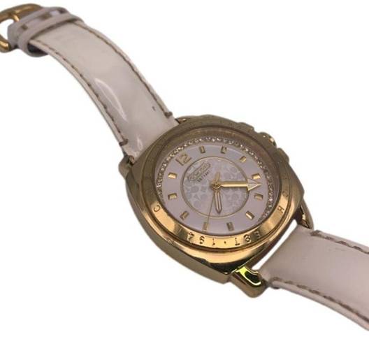 Coach  Boyfriend Gold-tone Patent Leather Ladies Wristlet Watch