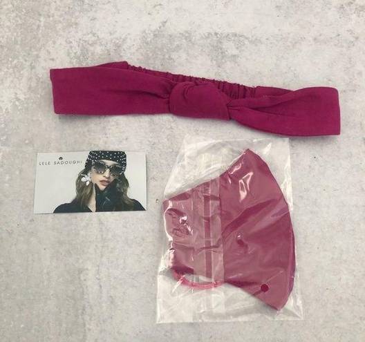 Lele Sadoughi  Magenta Face Mask and Headband Matching Set NEW