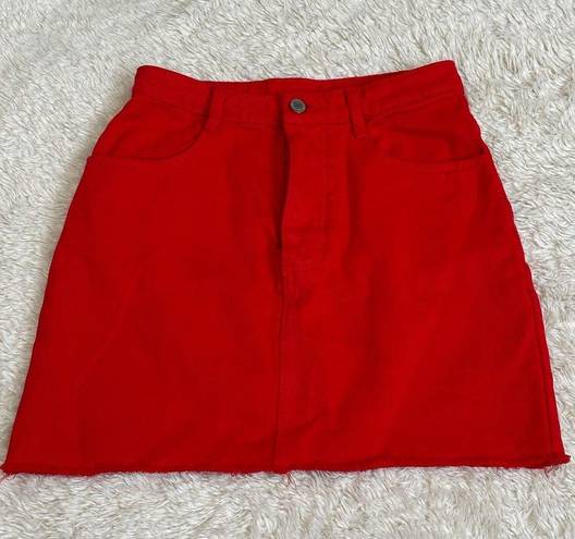 Brandy Melville  John Galt Small Red Denim Jean Mini Skirt Coquette Americana