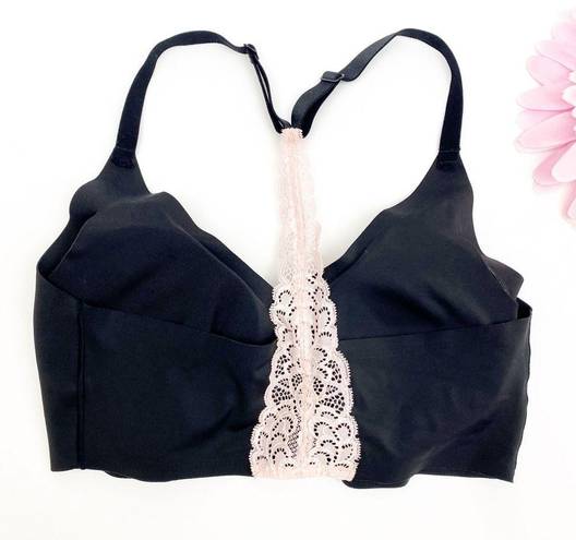 Krass&co True & . Triangle Lace Racerback Bralette: Black/Light Pink