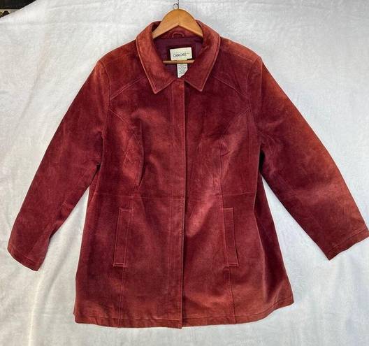 Cherokee  Women’s 22W Plus Size Red Suede Leather Jacket Coat Zip Front ^ EUC