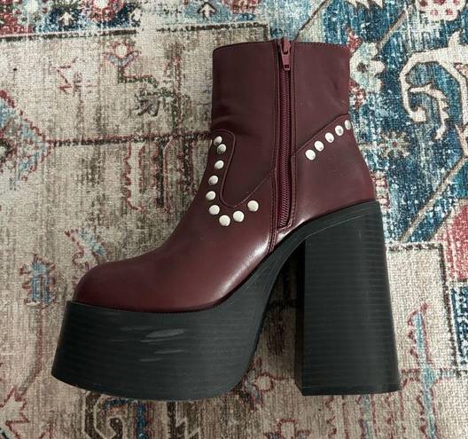 Urban Outfitters Red leather platform boots