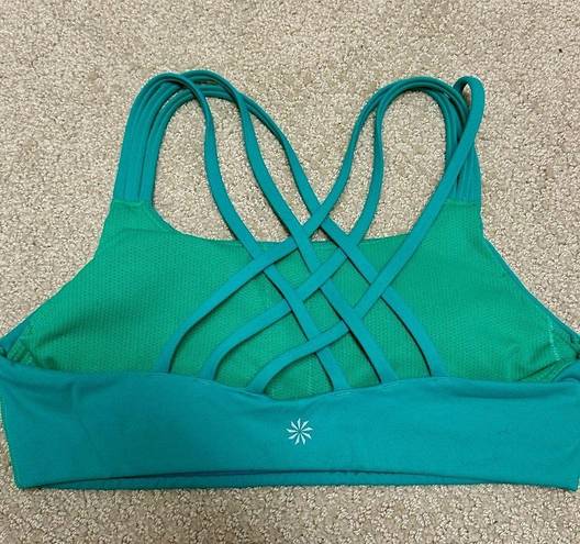 Athleta  Hyper Focused Bra Powervita Green Strappy Sports Bra Size S