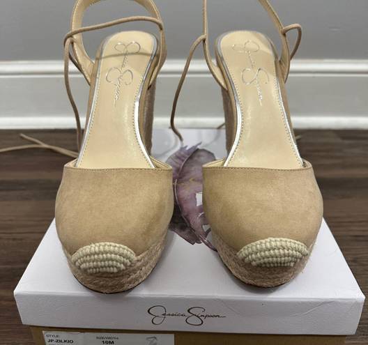 Jessica Simpson ZILKIO Beige Espadrille Wedge Sandal Size 10