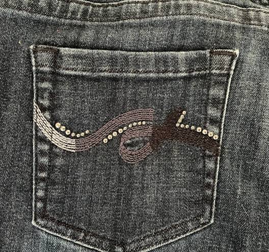 Lee Slender Secret Lower On The Waist Bootcut Embroidered Dark Blue Jeans, size 12