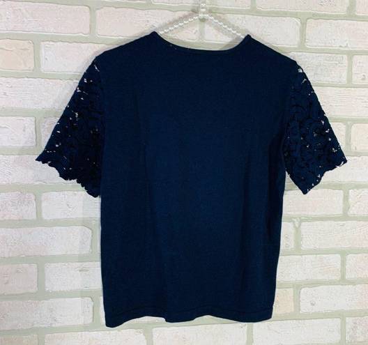 Draper James  Navy Lace Short Sleeve Tee Size S