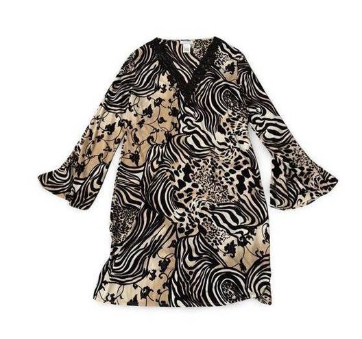 Natori  Animal Print Lave Long Sleeve Dress