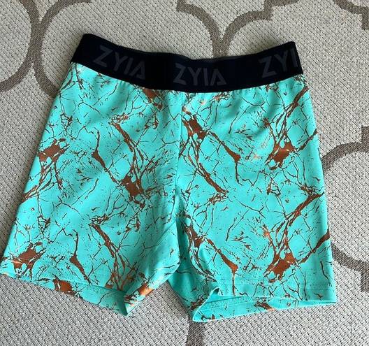 Zyia  BANDED TURQUOISE MARBLE HUSTLE SHORTS