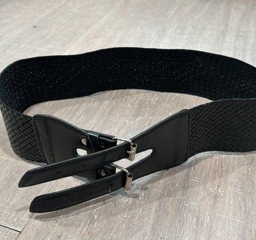 Black High Waist Double Buckle Braid Belt Y2k 2000's