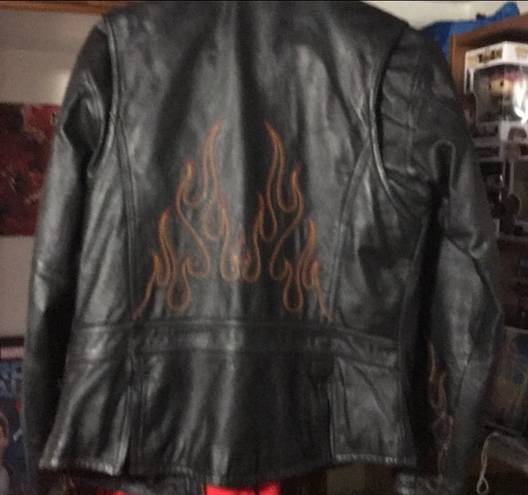 Harley Davidson HD Flame Leather Jacket Sm