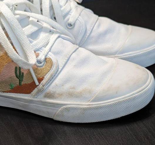 Daisy BANGS Desert  Embroidered High Top Sneakers White Womens 5.5 Shoes Lace Up