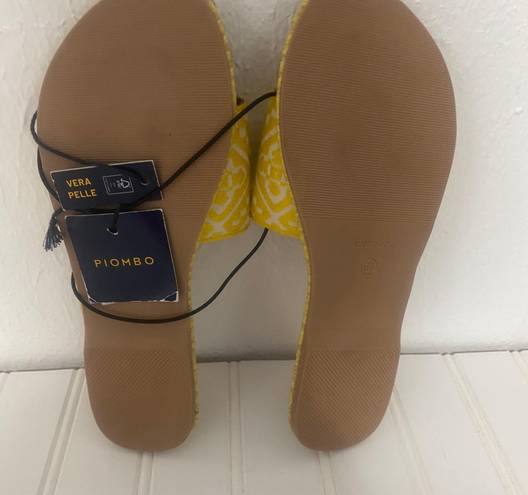 Vera Pelle Pimbo Women’s Real Leather Slip on Sandals Yellow/White Size 5.5 NWT