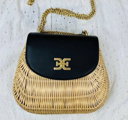 Sam Edelman Millie Basket Flap Shoulder Bag - Black / Rattan