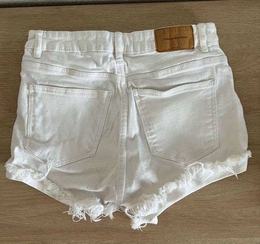 ZARA White Denim High Waist Shorts Size 2