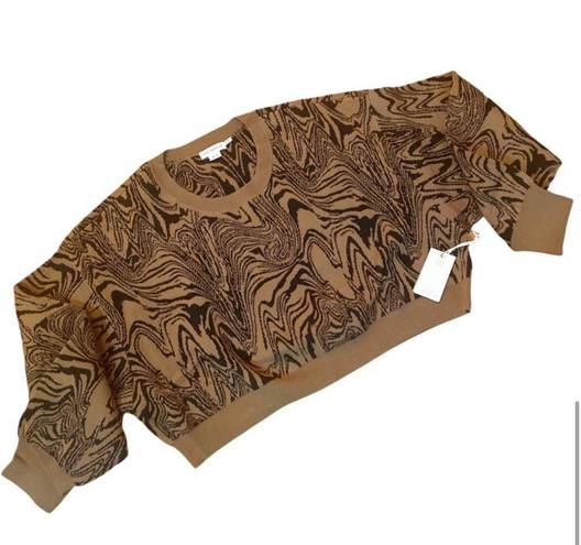 Good American  Swirl Intarsia Crop Boxy Sweater NWT
Size 5/6 in Sepia002