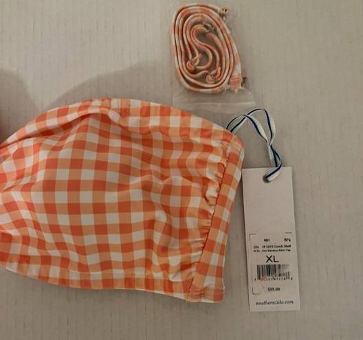 Southern Tide  Swim Top Conch Shell Gingham Bandeau Bikini Top Sz XL NWT w/Straps