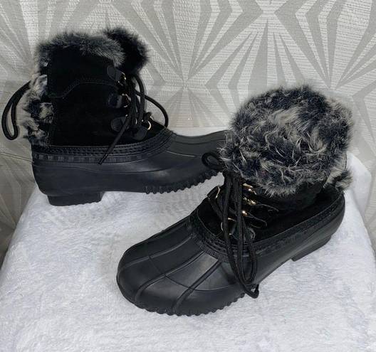 Tommy Hilfiger Woman’s Black Fur Lined Duck Snow Boots