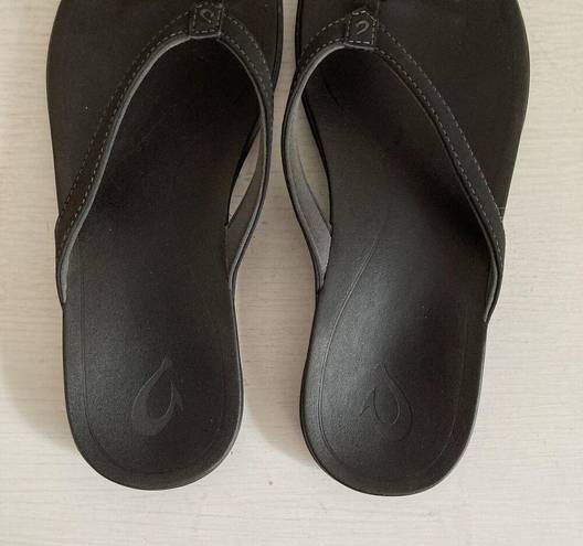 Olukai  Ohana Womens Thong Flip Flops Size 8 Slip On Slides Comfort Beach Black