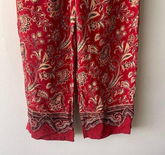 Coldwater Creek Vintage  Pants Womens Medium Red Floral Casual Rayon Summer Boho