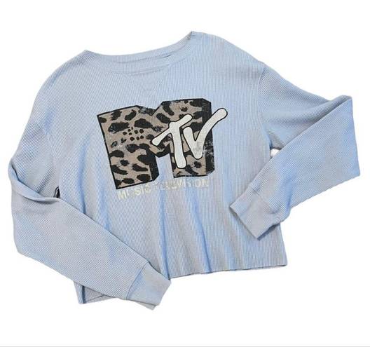 MTV Brand MTV Graphic Cropped Waffle Knit Thermal Top Size M