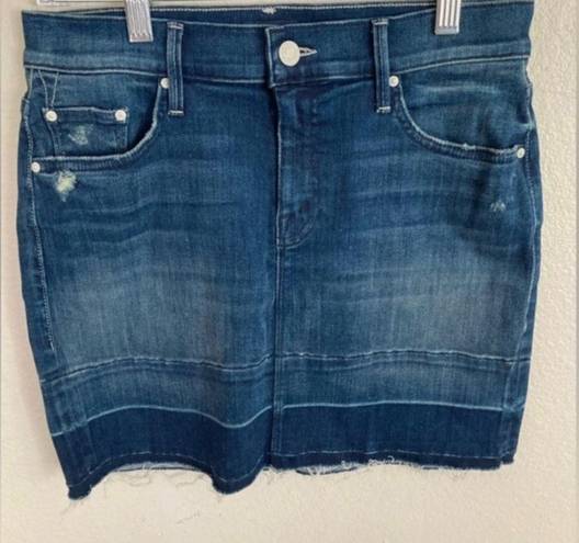 MOTHER Denim  Undone Hem Mini Skirt in Dark Graffiti Size 26 Blue