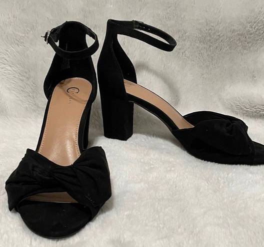 C Est. 1946  Black Peep Toe Block Heel 9