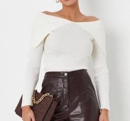 Missguided | Open Collar Bardot Knit Top