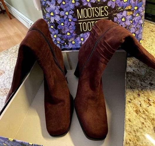 Mootsies Tootsies Mootsie Tootsie Faux Suede Brown Dress Boots NWOT