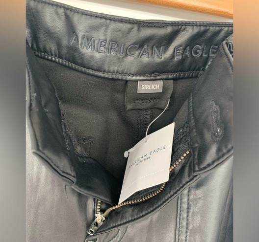 American Eagle  Stretch High-Waisted Vegan Leather Straight Cargo Pant Size 10