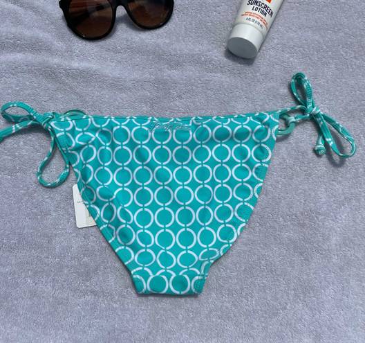 Body Glove Teal and white side tie bikini bottoms small petite NWT