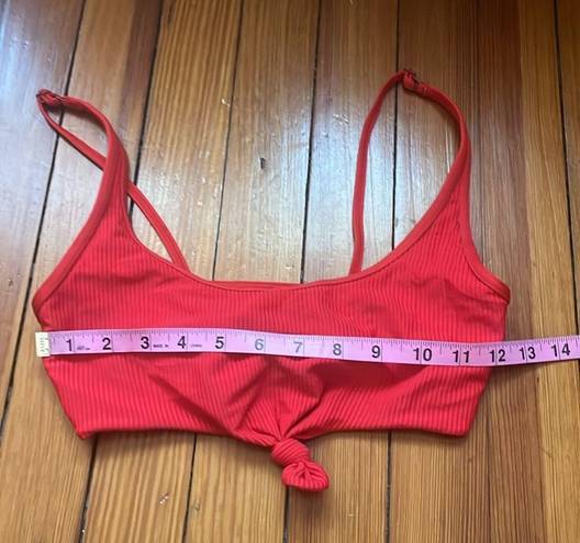 Frankie’s Bikinis Frankie's Bikinis Red Ribbed Knotted Bikin Top Sz S