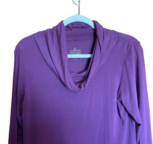 Cuddl Duds Cuddl Dudds Top Womens Medium Purple Sottwear Stretch Tunic Cowl Neck Blouse