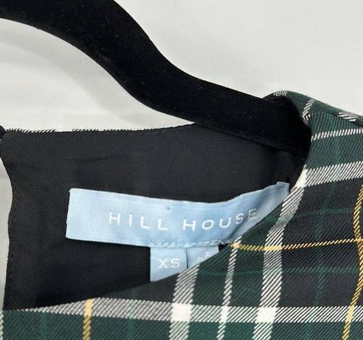 Hill House  Green Plaid Round Neckline Puff-sleeve Constance Long Dress XS
