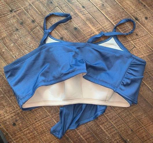 Cacique  swim smoky blue ruffled layered size 26 bikini top