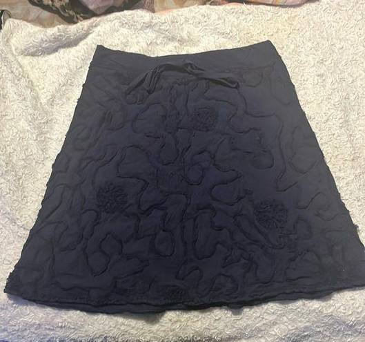 Max Studio EUC  Skirt Women’s Size Small Navy Textured Floral Drawstring.