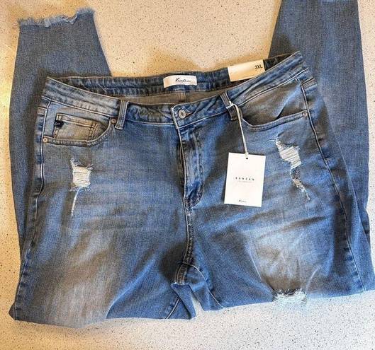 KanCan USA KanCan Mid Rise Distressed Ankle Skinny Jeans Plus Size 3XL