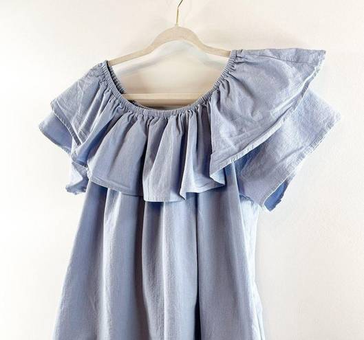 Tommy Hilfiger  Seersucker Off Shoulder Ruffle Mini Dress Blue 2X