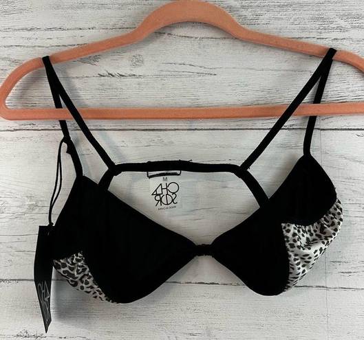 Chaser  Leopard Print Sheer Triangle Bralette Size M