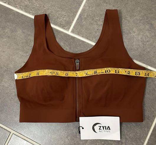 Zyia  Active Coffee Front Zipper Access Bra size XS