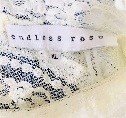 Endless Rose REVOLVE  Mock Neck Textured Lace Top Off White Size XL