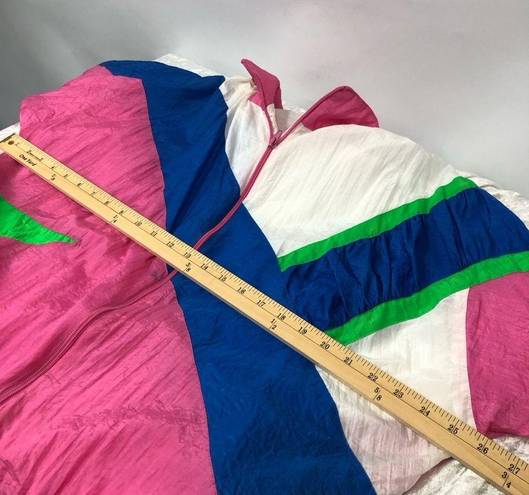 80s 90’s Nylon Zip Up Vintage Windbreaker Track Jacket Colorful Pink blue Green Size L