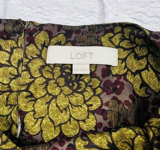 The Loft Ann‎ Taylor Sheer Blouse Top Women's XXS Green Purple Floral Leopard Print