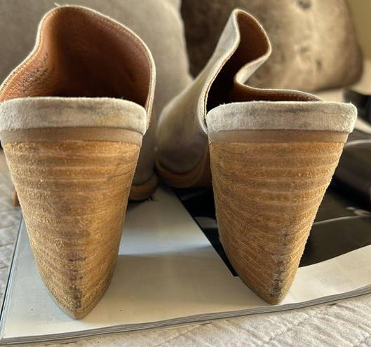 Anthropologie Jeffrey Campbell Favela-2 leather suede stacked heel pointed toe mules 9.5