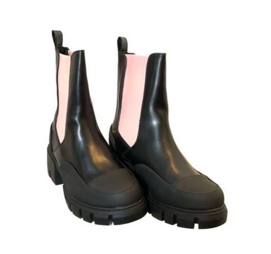 EGO Lug sole pink black Chelsea pull on boots 8.5 BIB