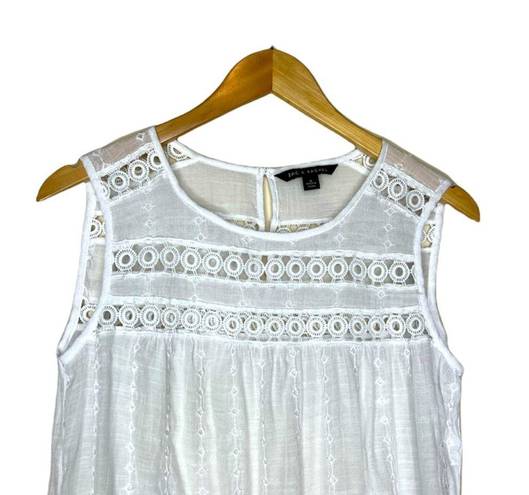 Zac and Rachel  white crew crochet lace sleeveless tank blouse