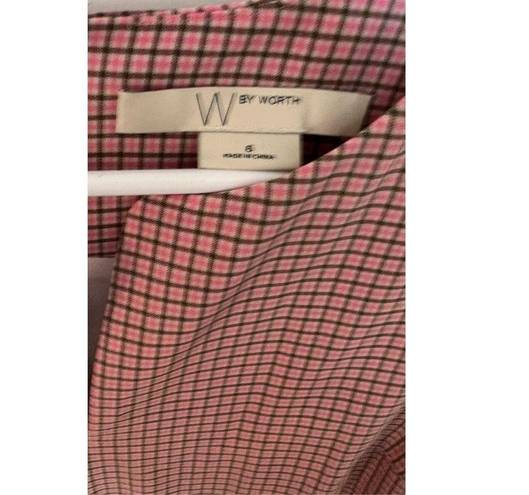 W By Worth  PINK CHECKED SHIFT DRESS WOMENS SIZE 6