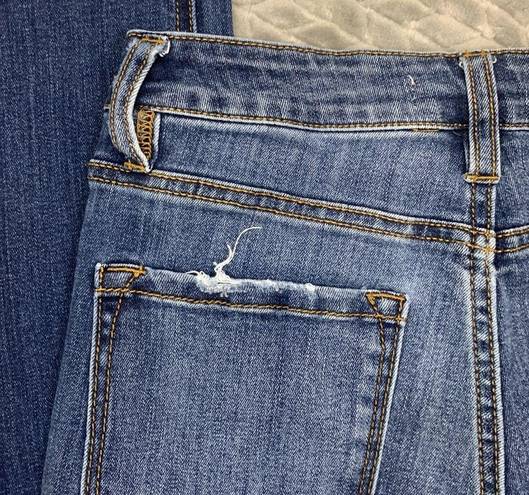 KanCan USA KanCan High Rise Destructed Cropped Dark Wash Jean Size 26