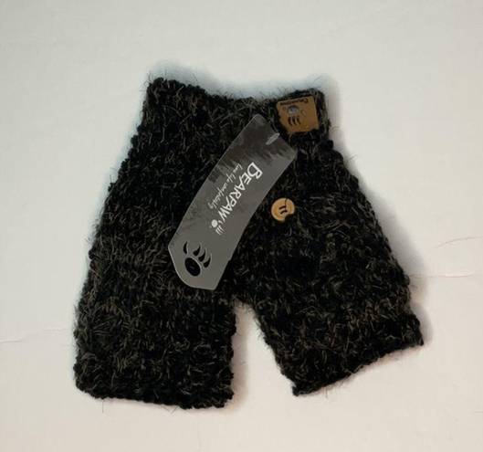 BEARPAW Black Brown Popcorn Infinity Knit Scarf and Mitten Set New!