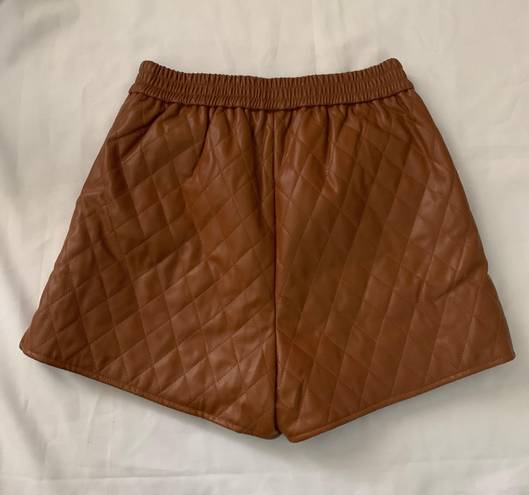 idem Ditto Higher Class Faux Leather Quilted Shorts Caramel Brown size M